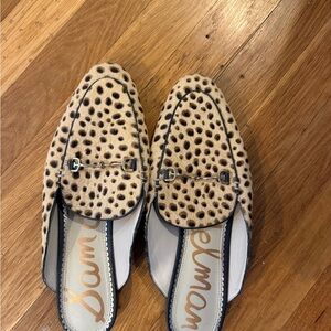 Sam Edelman Cheetah-Print Bit-Detail Slip-On Mules in Tan and Black